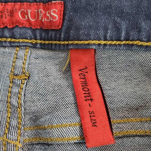 NWT GUESS SZ 38 x 30 Men's Vermont Slim Straight Distressed Stretch Jeans - Picture 12 of 16